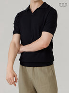 THEO WOOL KNIT POLO - BLACK