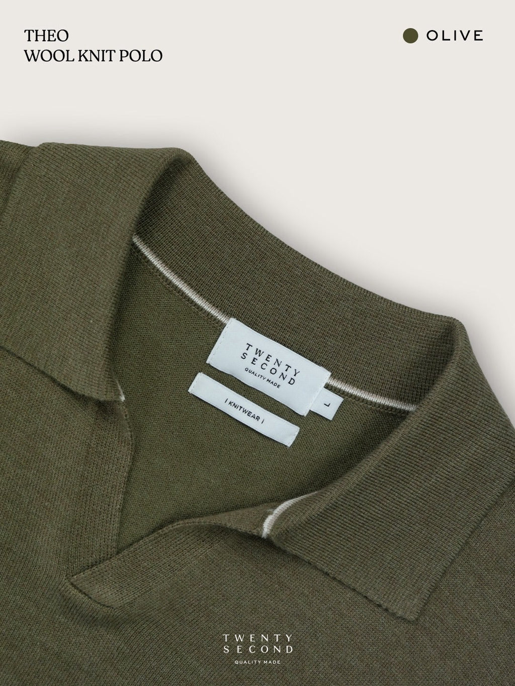 THEO WOOL KNIT POLO - OLIVE