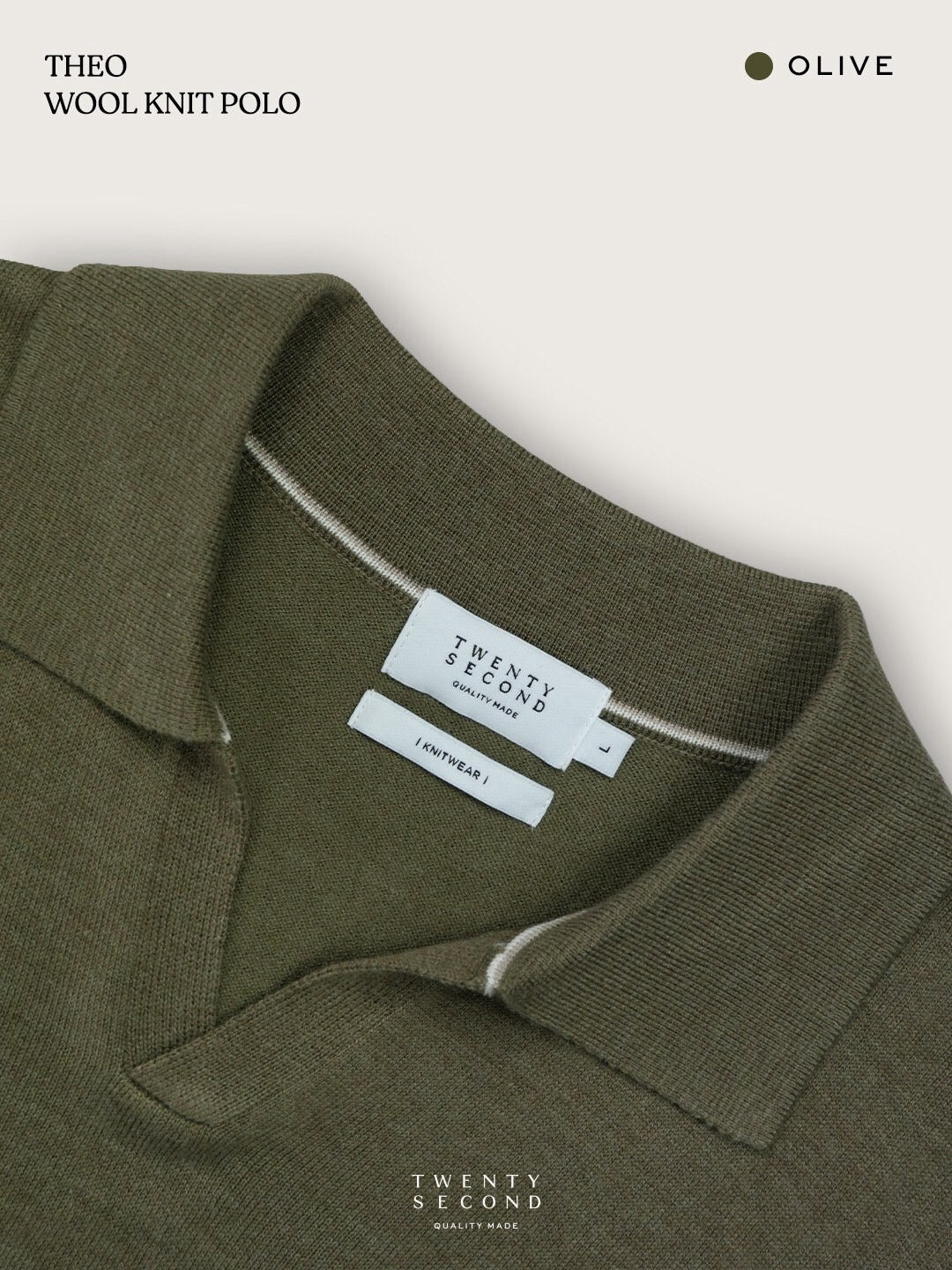 THEO WOOL KNIT POLO - OLIVE