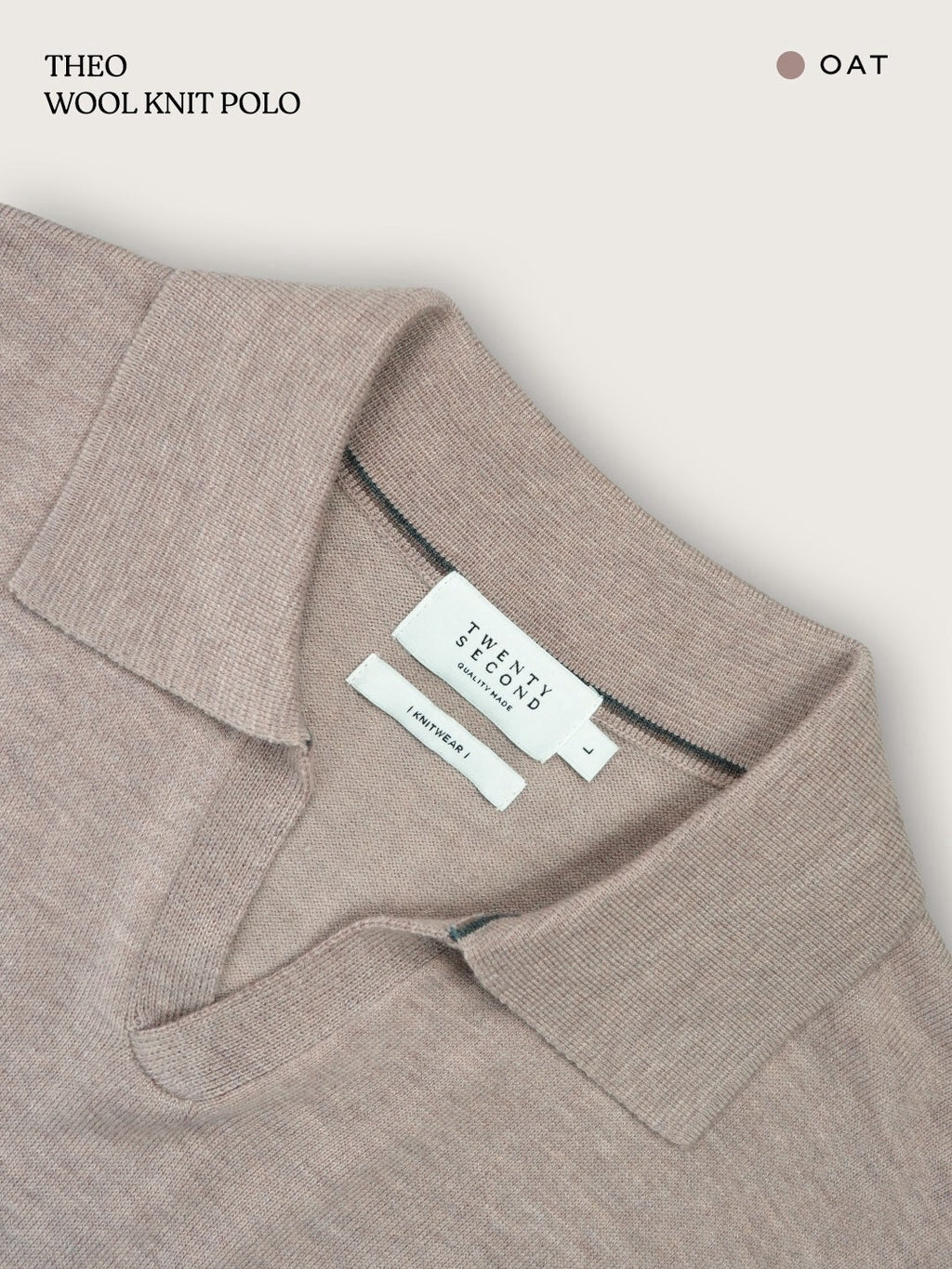 THEO WOOL KNIT POLO - OATMEAL