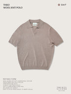 THEO WOOL KNIT POLO - OATMEAL