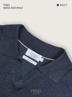 THEO WOOL KNIT POLO - NAVY