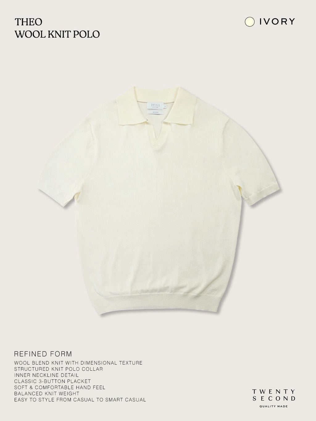 THEO WOOL KNIT POLO - WHITE