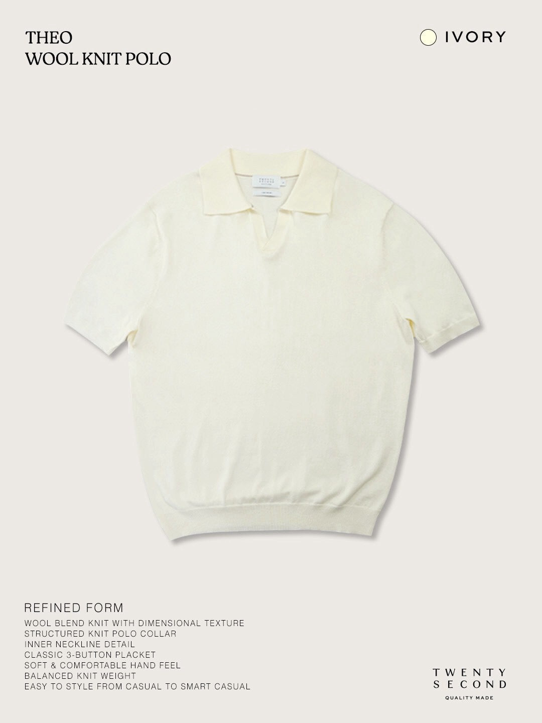 THEO WOOL KNIT POLO - WHITE