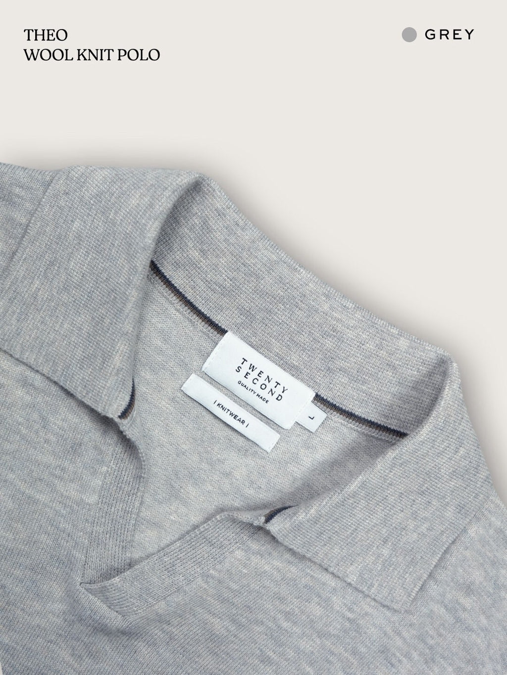 THEO WOOL KNIT POLO - GREY