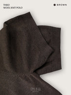 THEO WOOL KNIT POLO - BROWN
