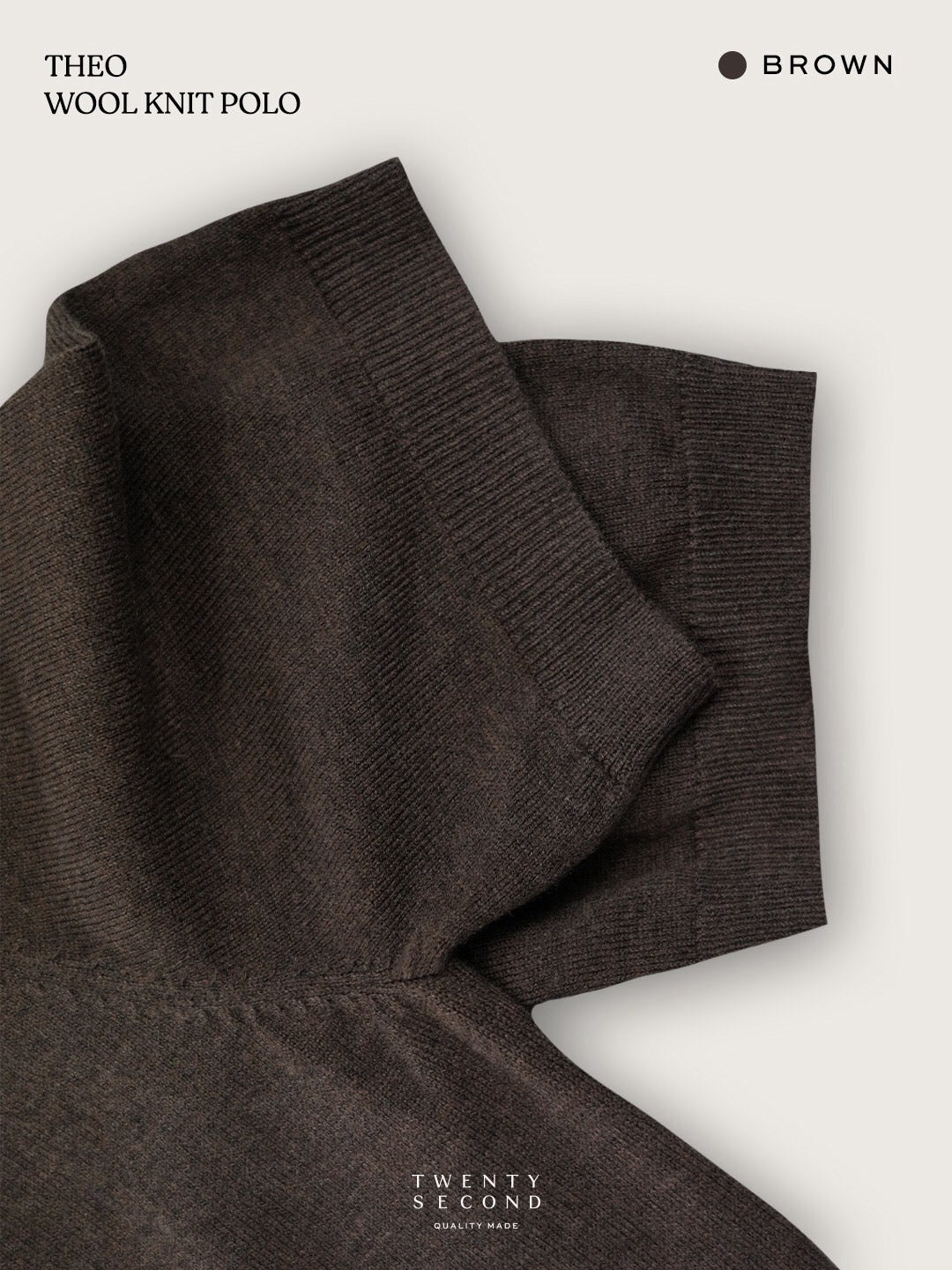 THEO WOOL KNIT POLO - BROWN