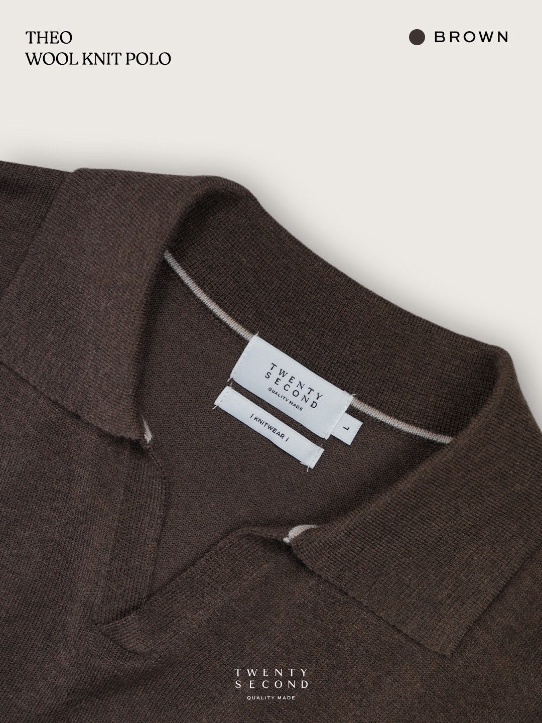THEO WOOL KNIT POLO - BROWN