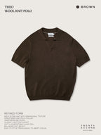 THEO WOOL KNIT POLO - BROWN