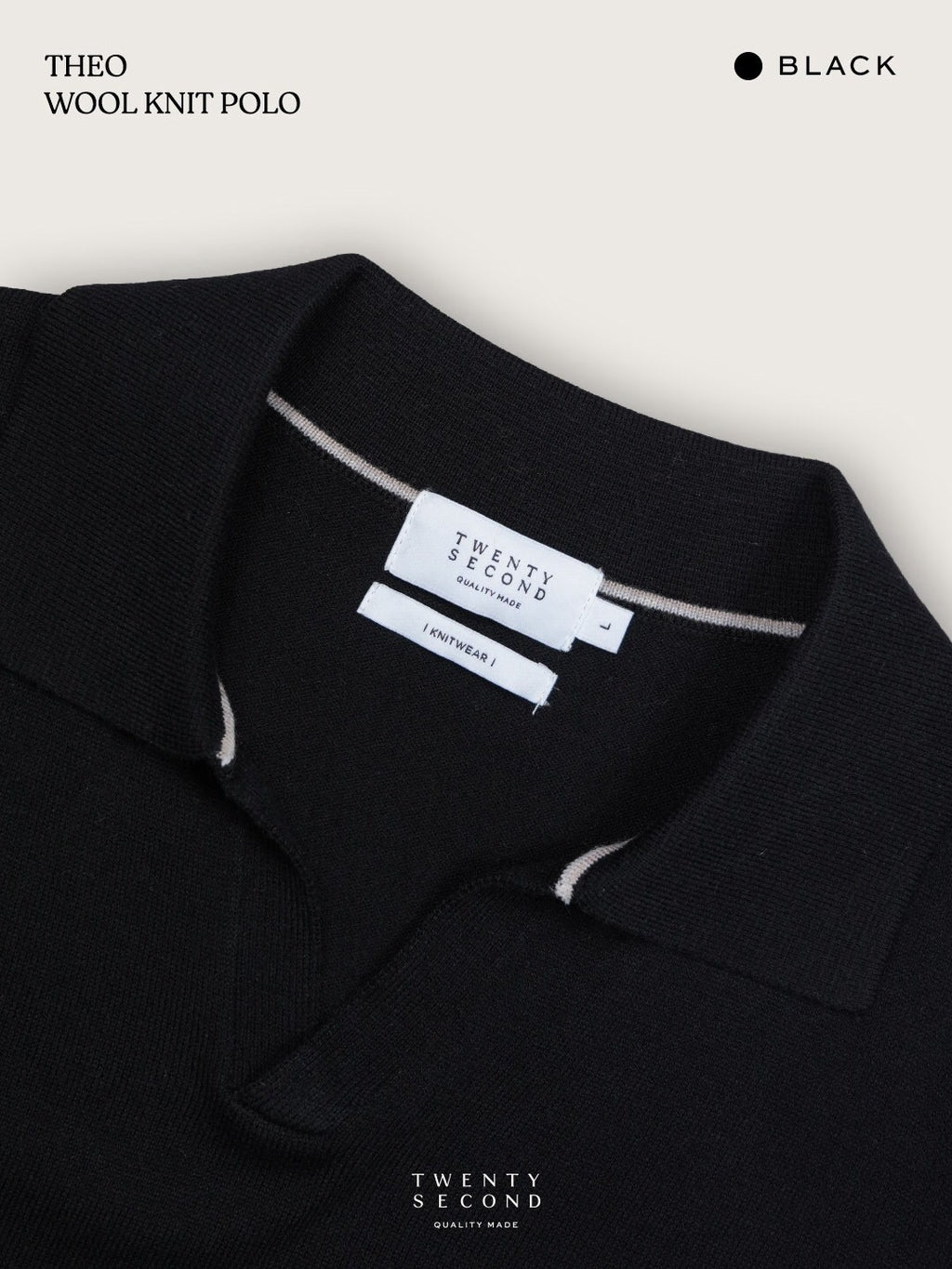 THEO WOOL KNIT POLO - BLACK