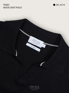 THEO WOOL KNIT POLO - BLACK