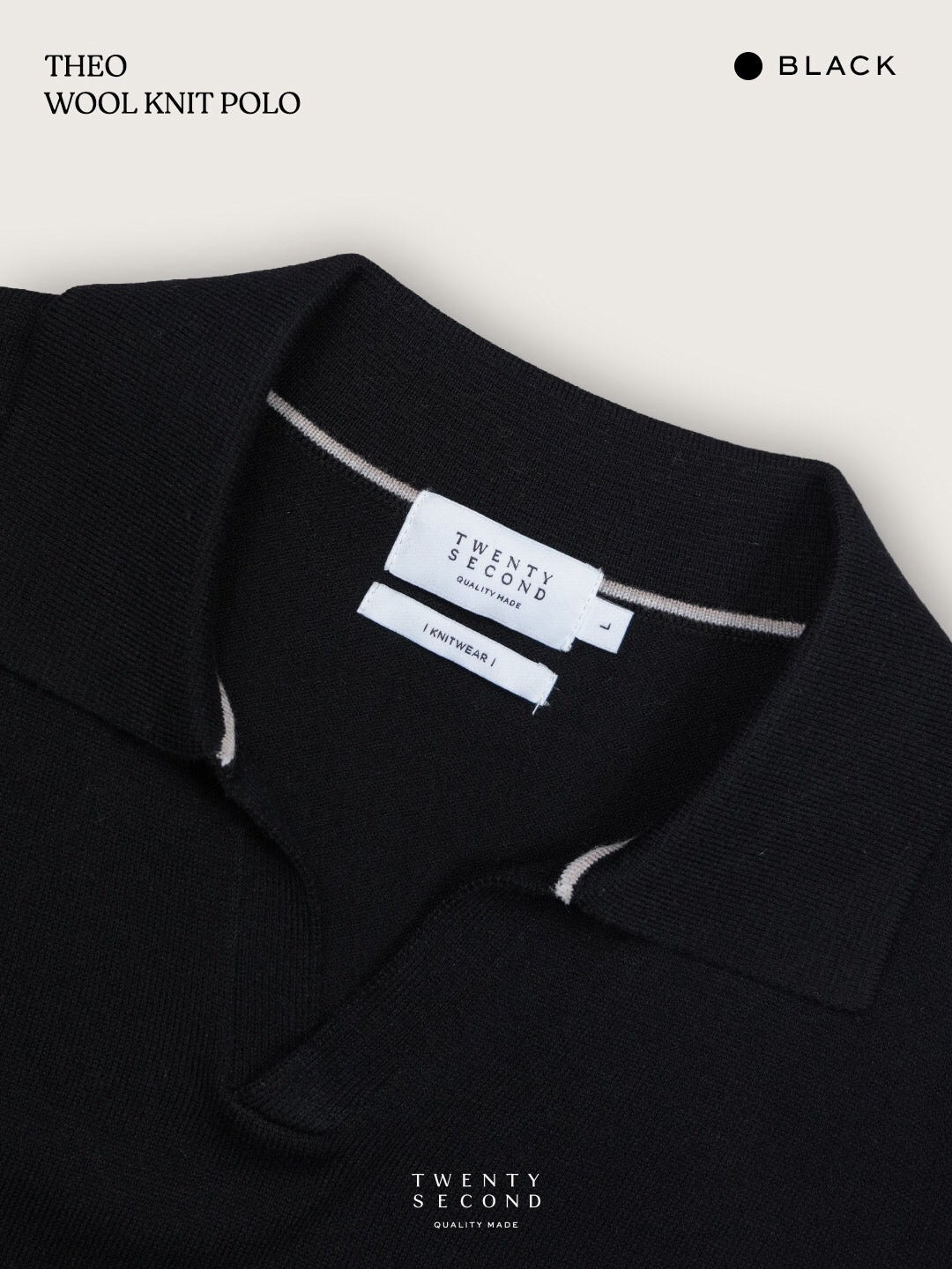 THEO WOOL KNIT POLO - BLACK