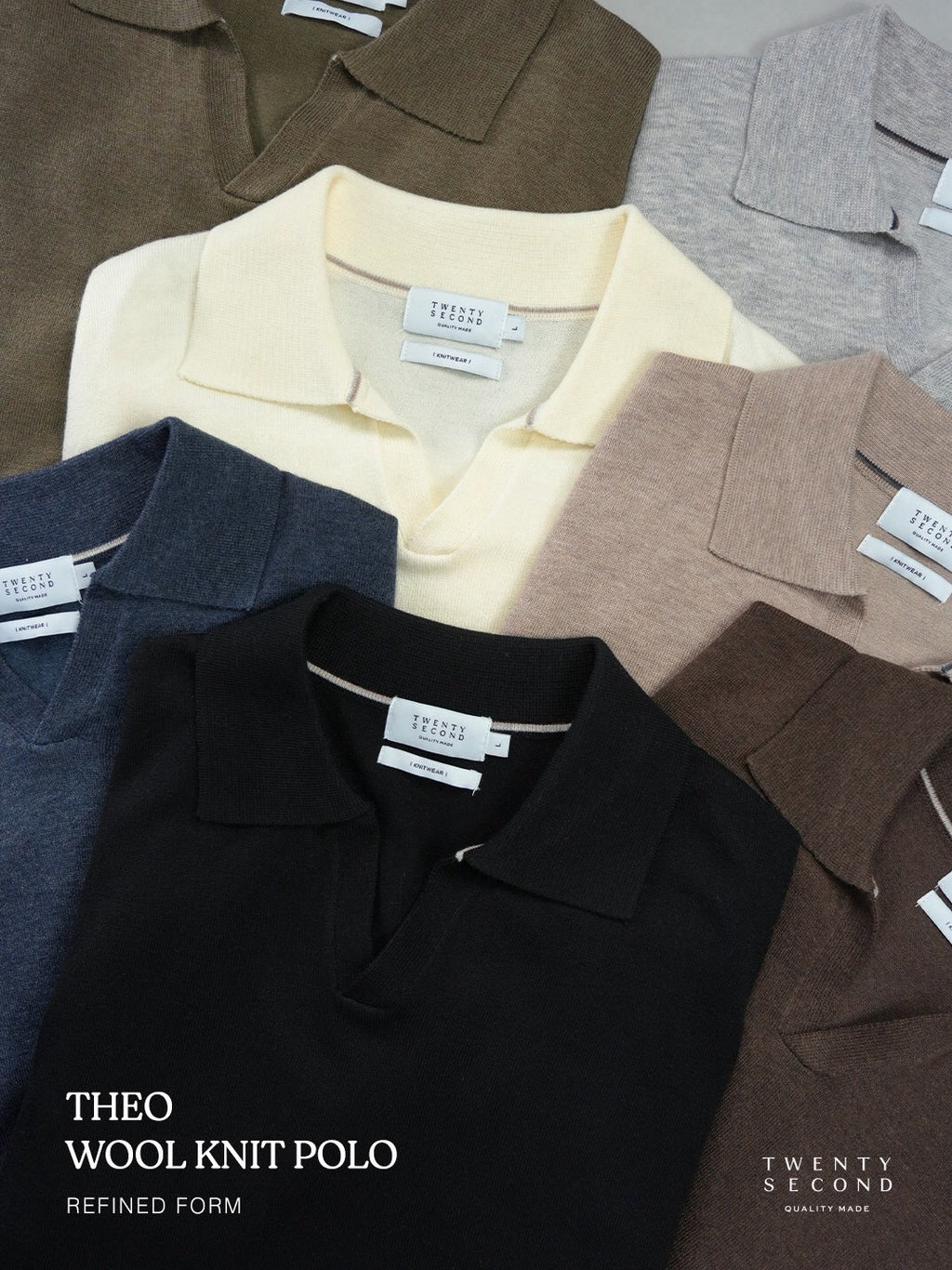 THEO WOOL KNIT POLO - NAVY