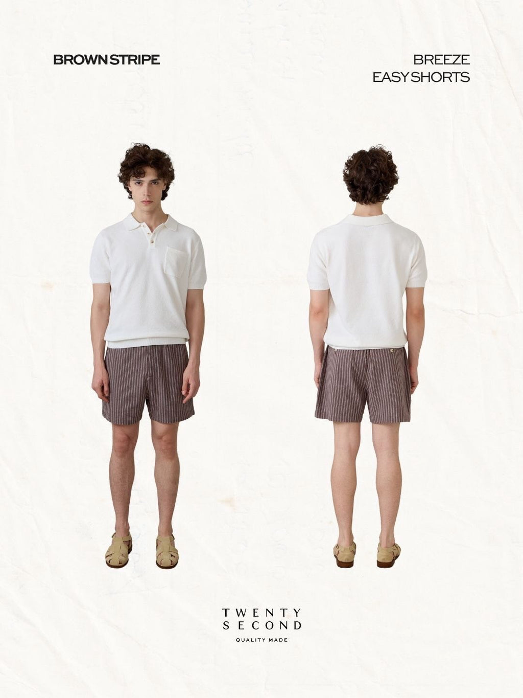 BREEZE EASY SHORTS - BROWN STRIPE