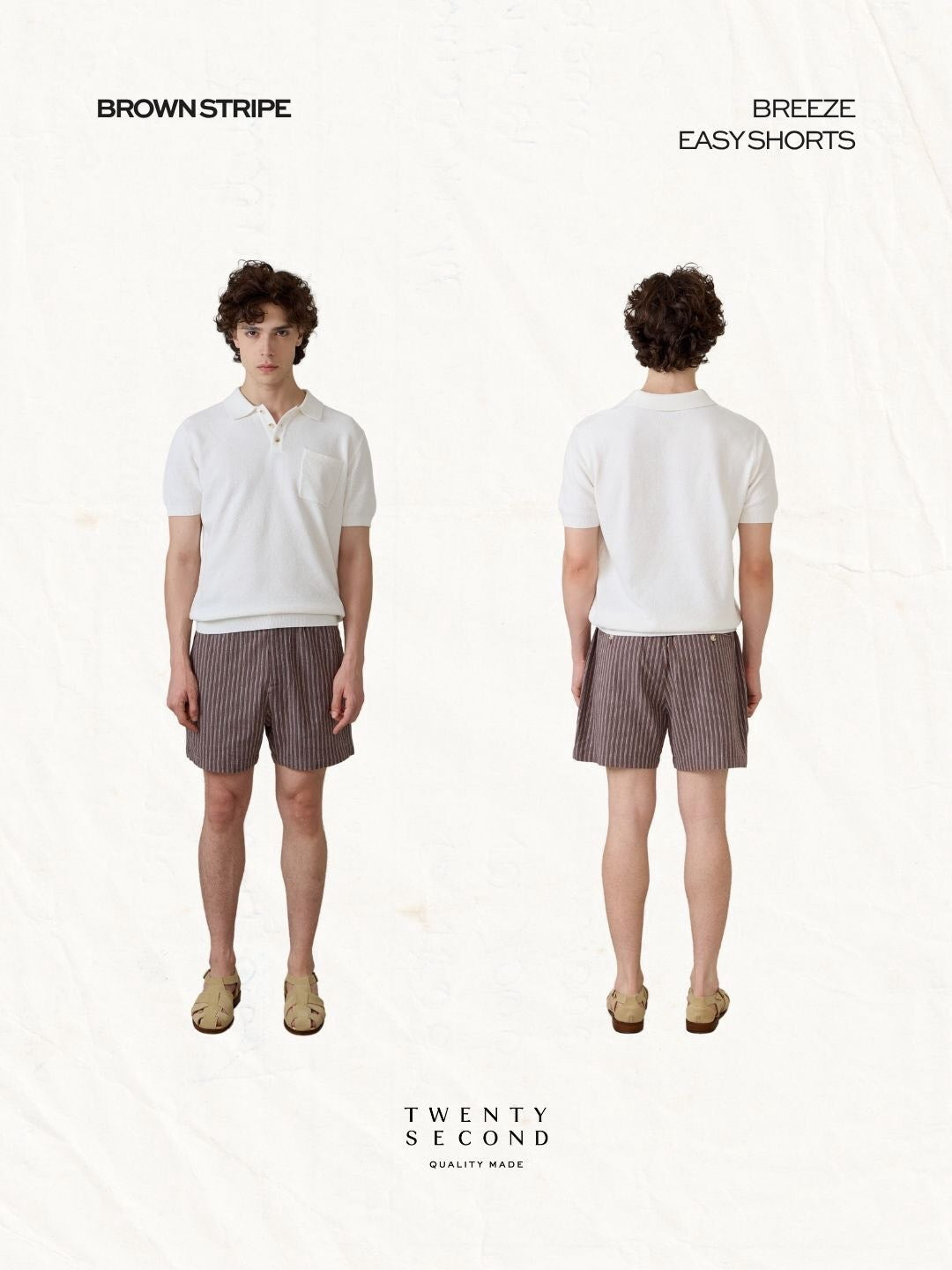 BREEZE EASY SHORTS - BROWN STRIPE