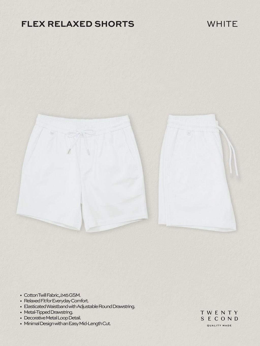 FLEX RELAXED SHORTS - WHITE