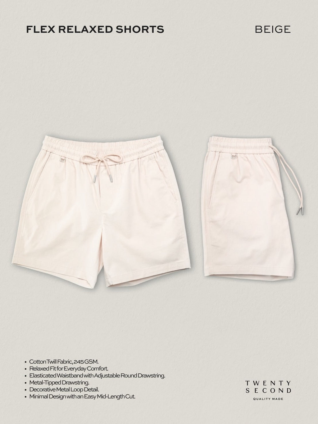 FLEX RELAXED SHORTS - BEIGE