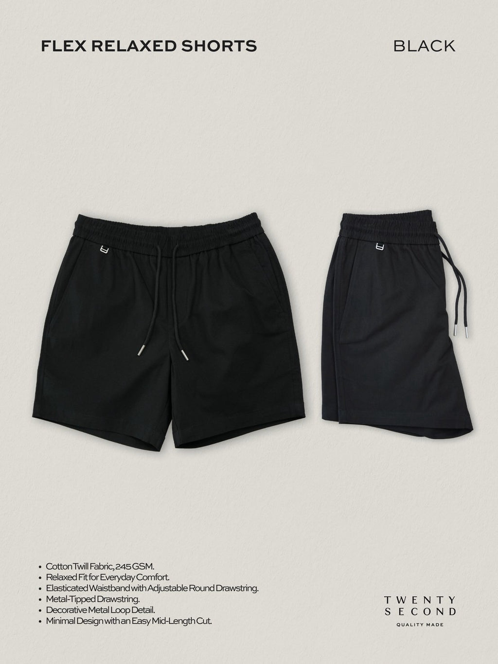 FLEX RELAXED SHORTS - BLACK