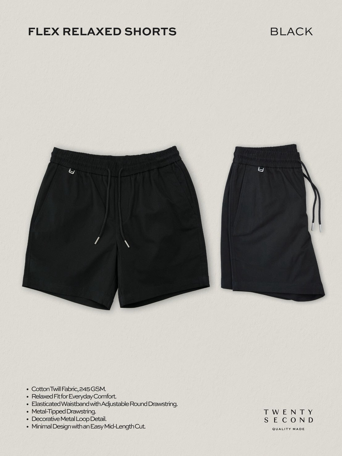 FLEX RELAXED SHORTS - BLACK