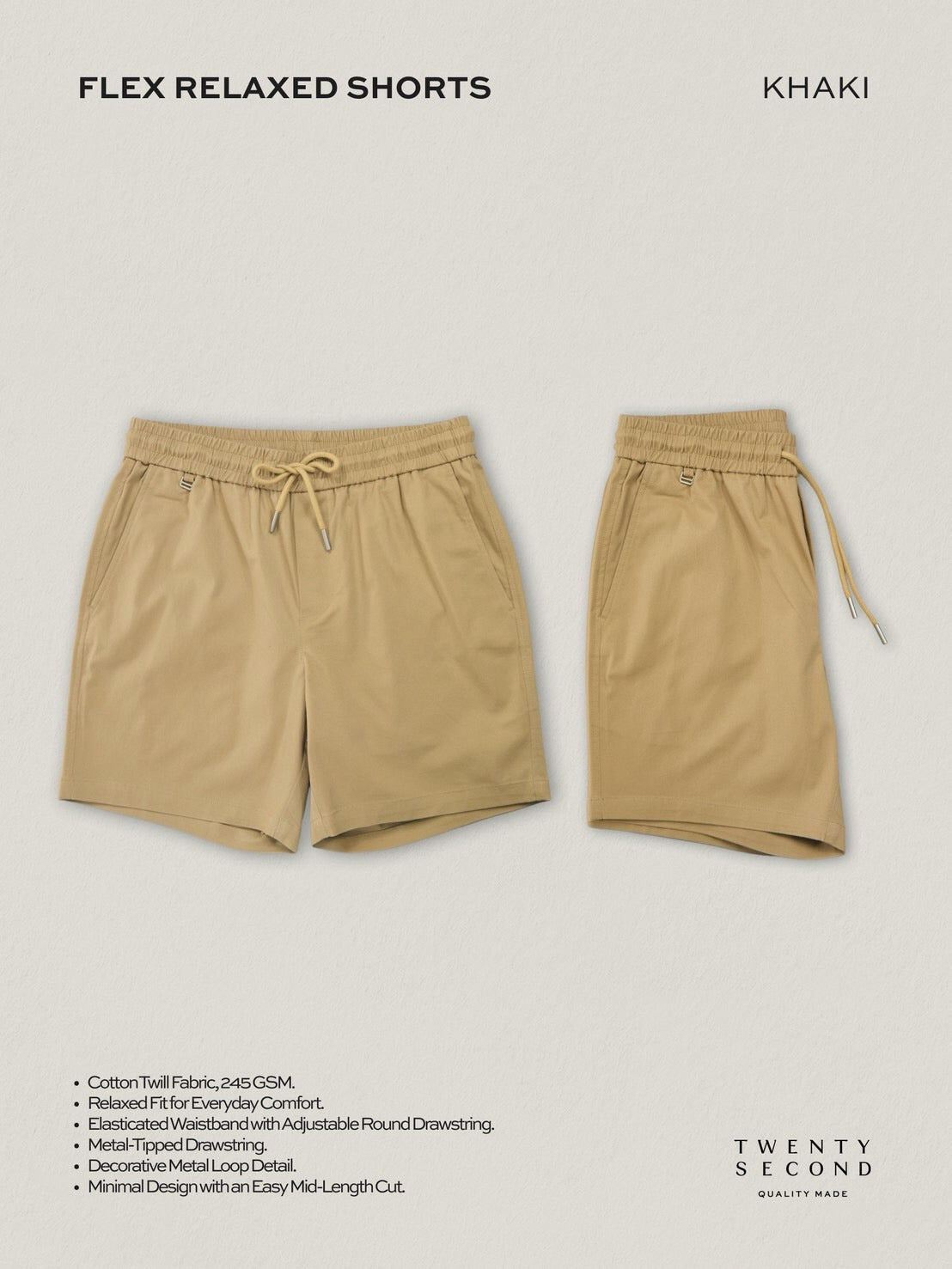 FLEX RELAXED SHORTS - KHAKI