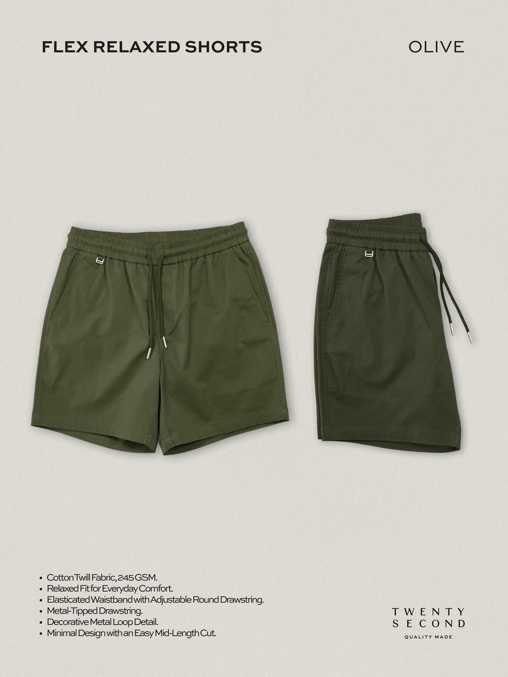 FLEX RELAXED SHORTS - OLIVE