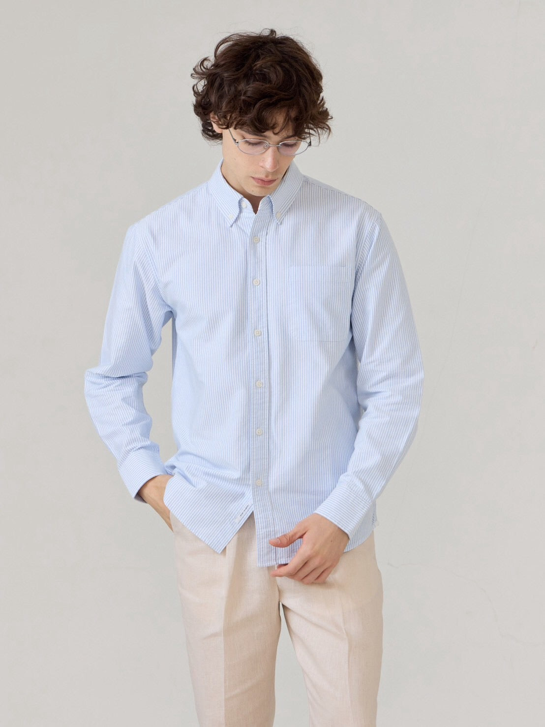 BROOK OCBD SHIRT - BLUE STRIPE