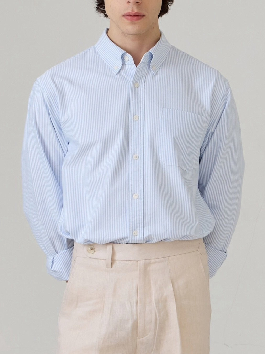 BROOK OCBD SHIRT - BLUE STRIPE