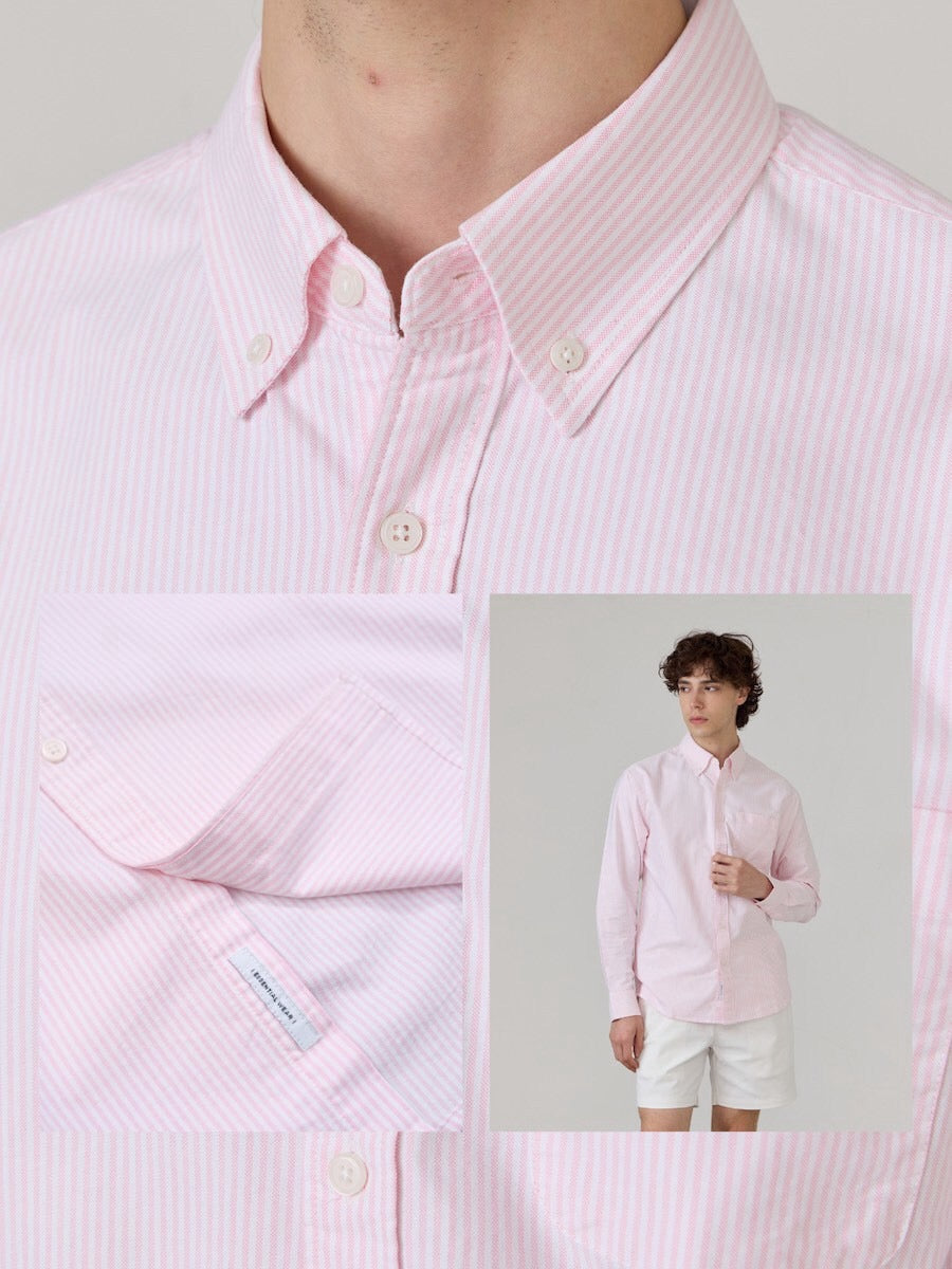 BROOK OCBD SHIRT - PINK STRIPE