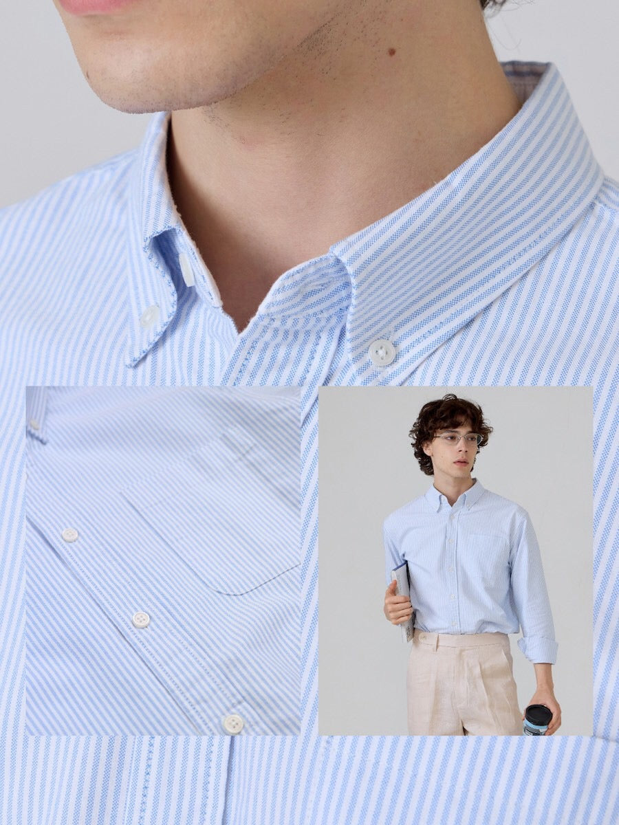 BROOK OCBD SHIRT - BLUE STRIPE