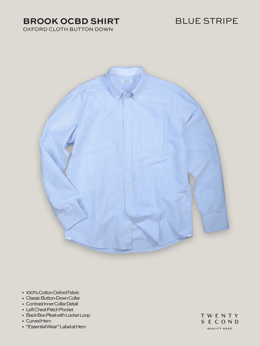 BROOK OCBD SHIRT - BLUE STRIPE