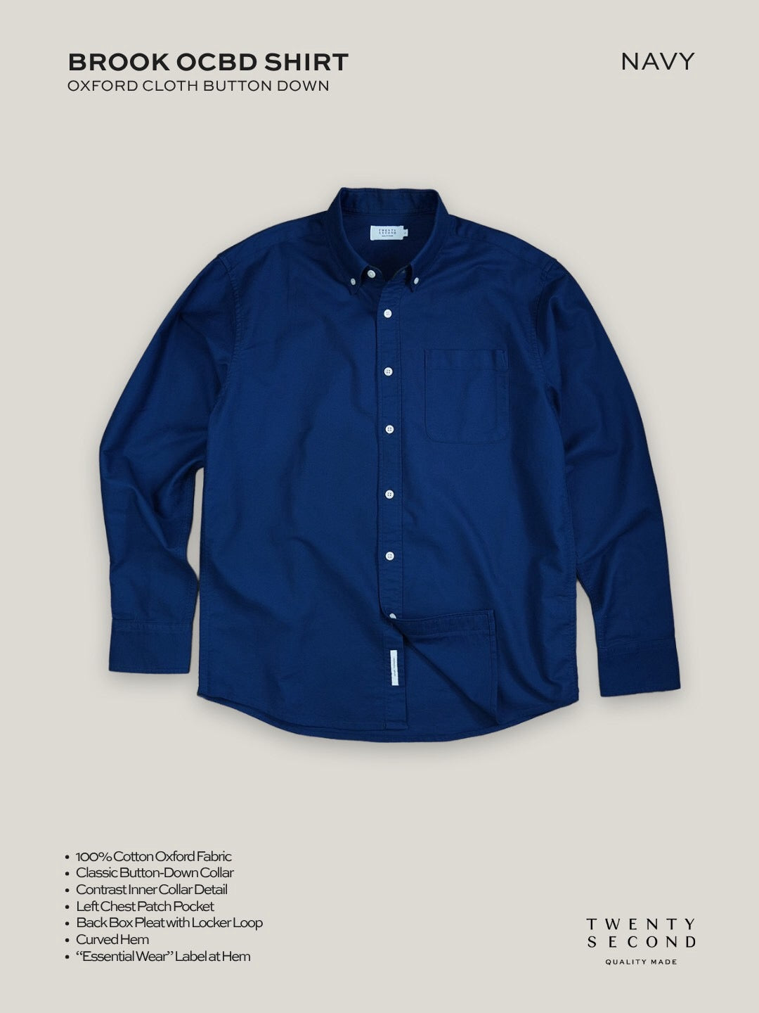 BROOK OCBD SHIRT - NAVY