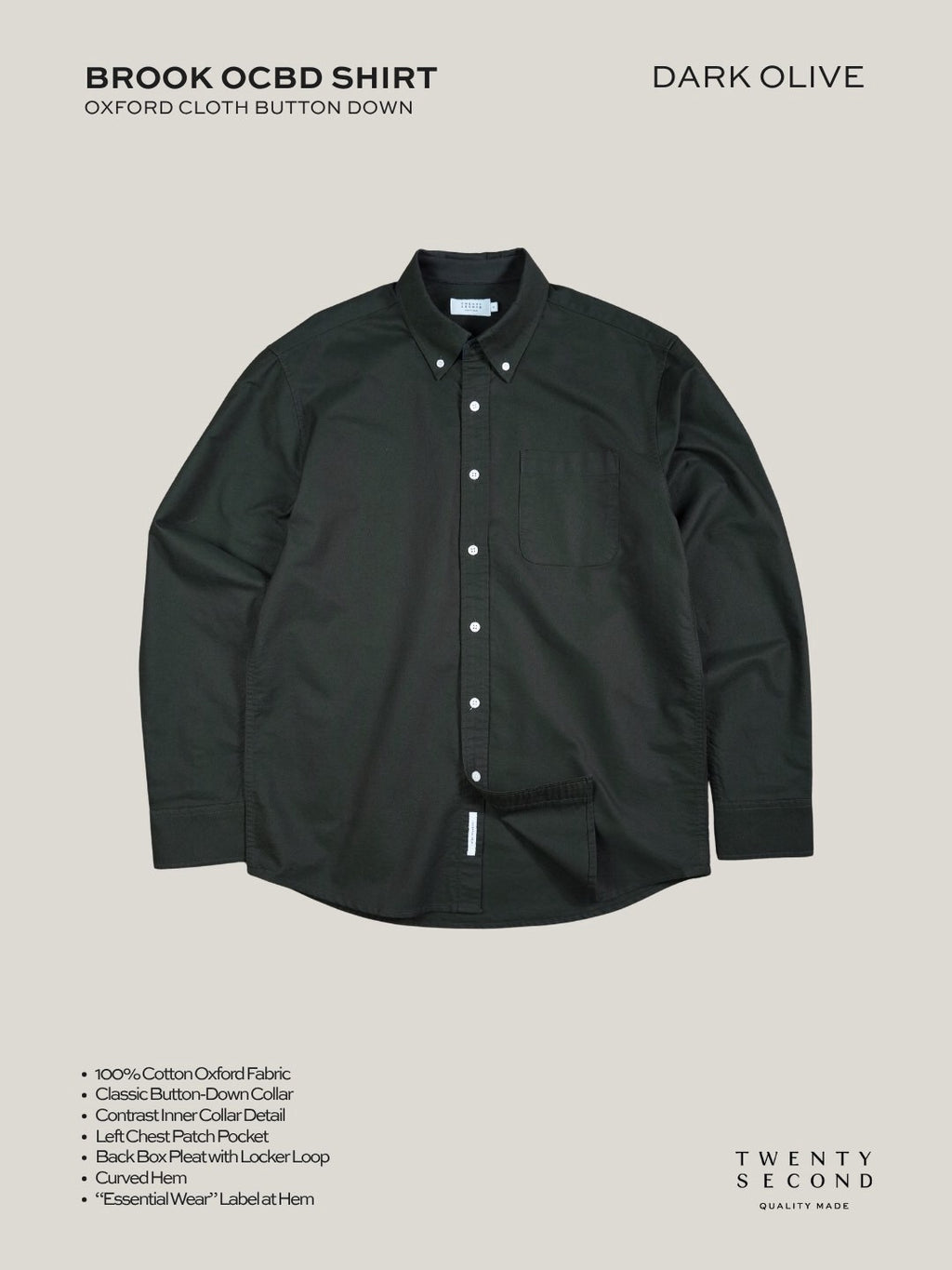 BROOK OCBD SHIRT - DARK OLIVE