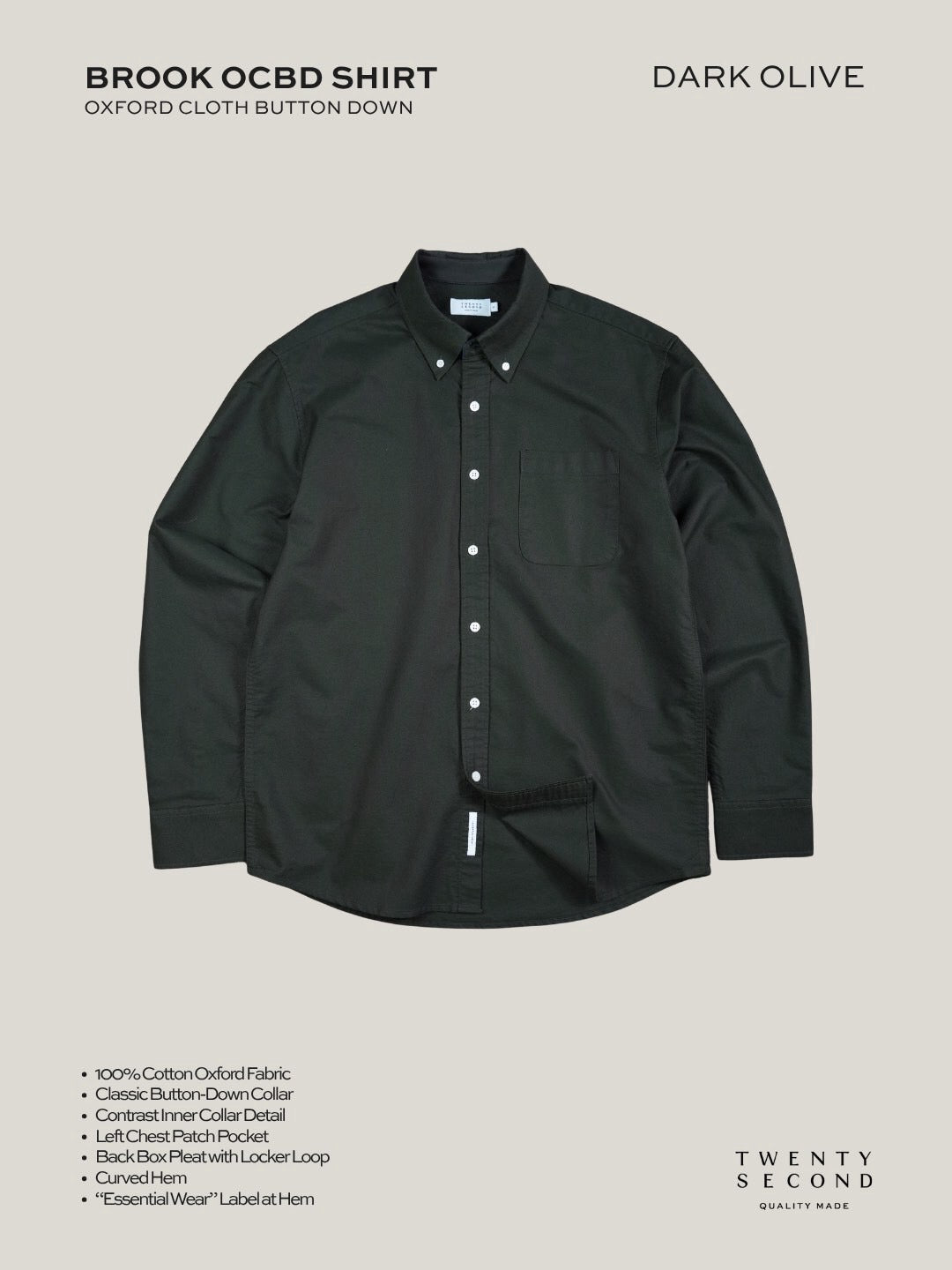 BROOK OCBD SHIRT - DARK OLIVE