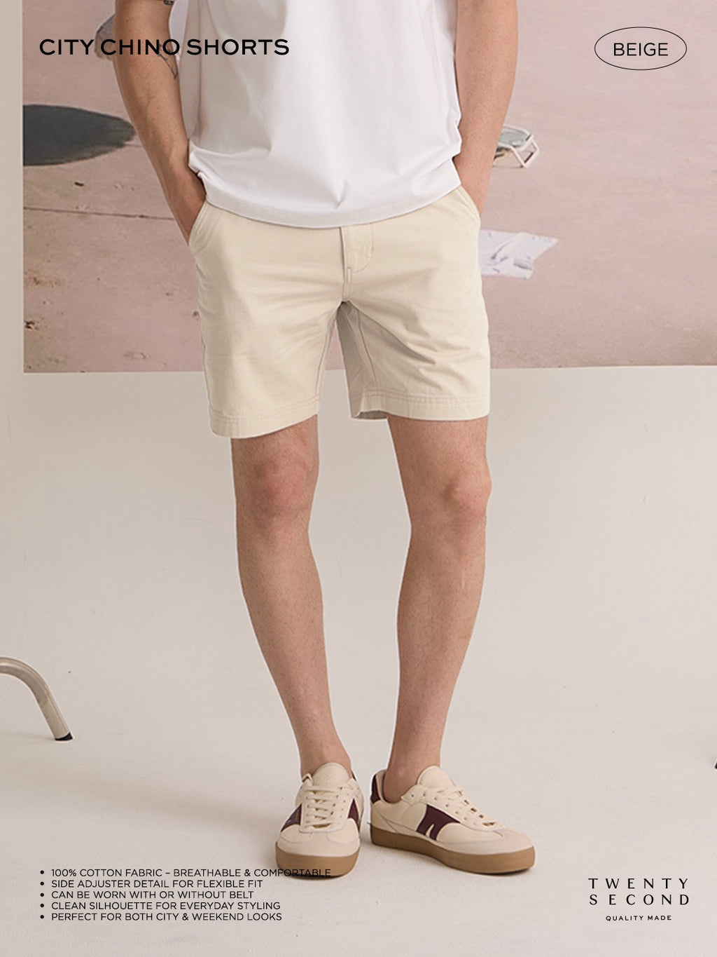 CITY CHINO SHORTS - BEIGE