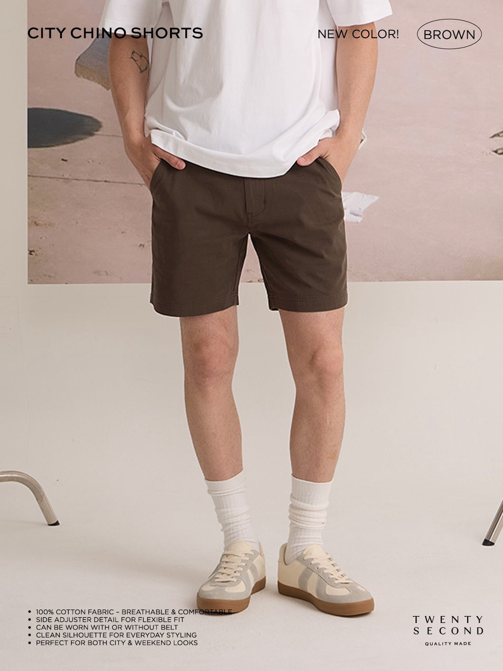 CITY CHINO SHORTS - BROWN