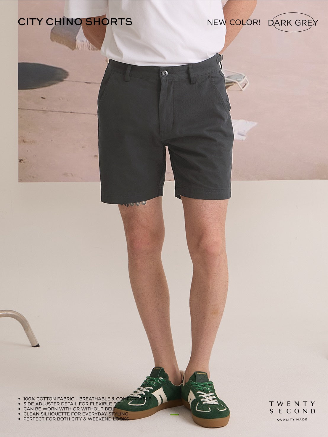 CITY CHINO SHORTS - DARK GREY
