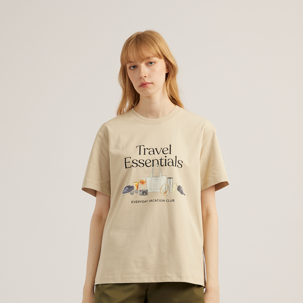EVC TRAVEL ESSENTIALS TEE - BEIGE