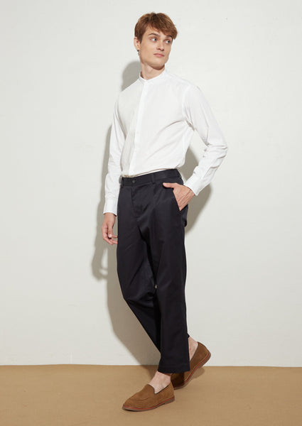 COLBY BAND COLLAR SHIRT - WHITE