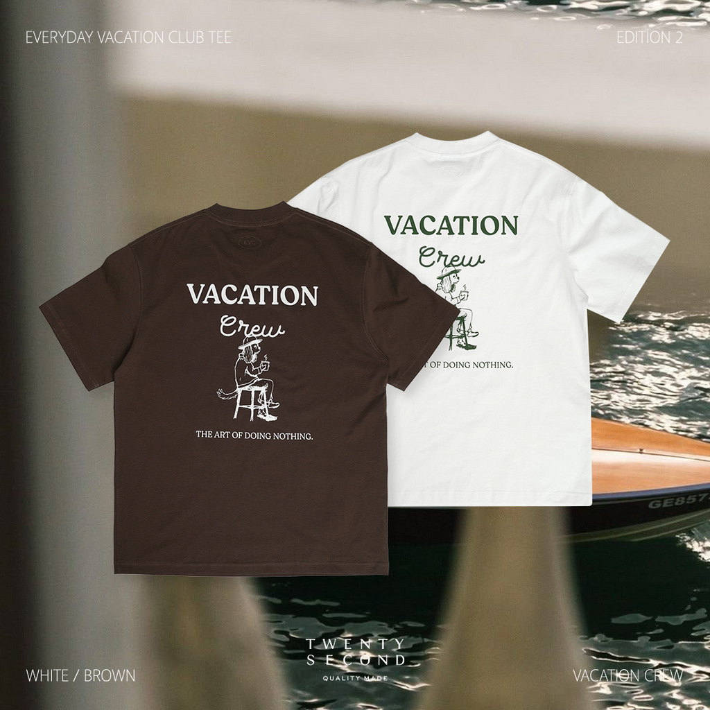 EVC VACATION CREW TEE - BROWN