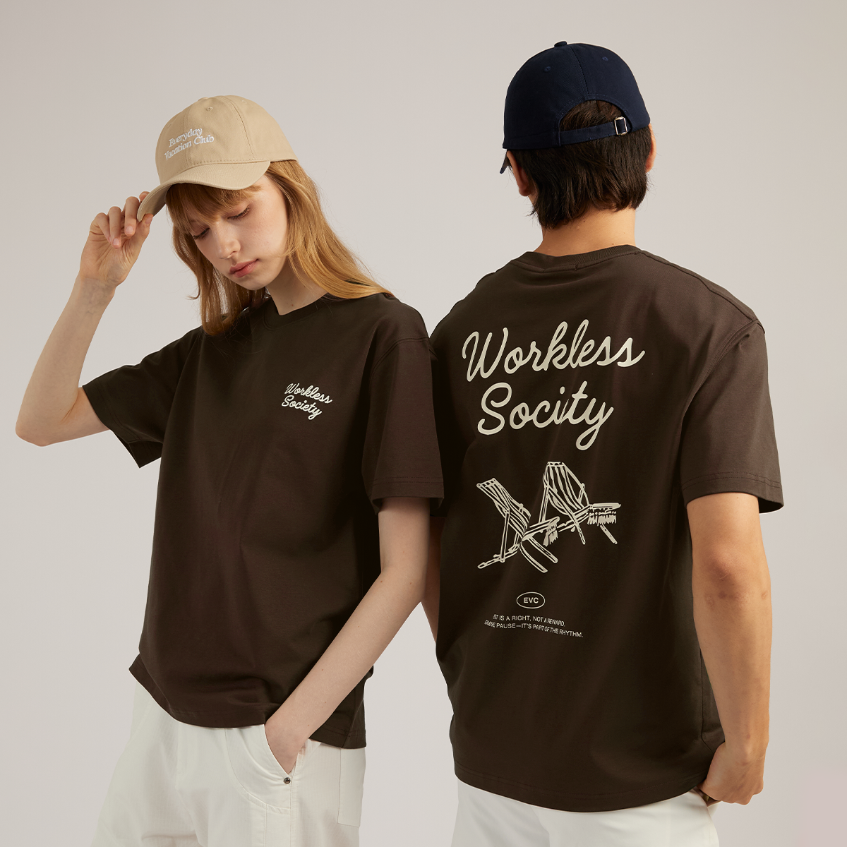 EVC WORKLESS SOCIETY TEE - BROWN