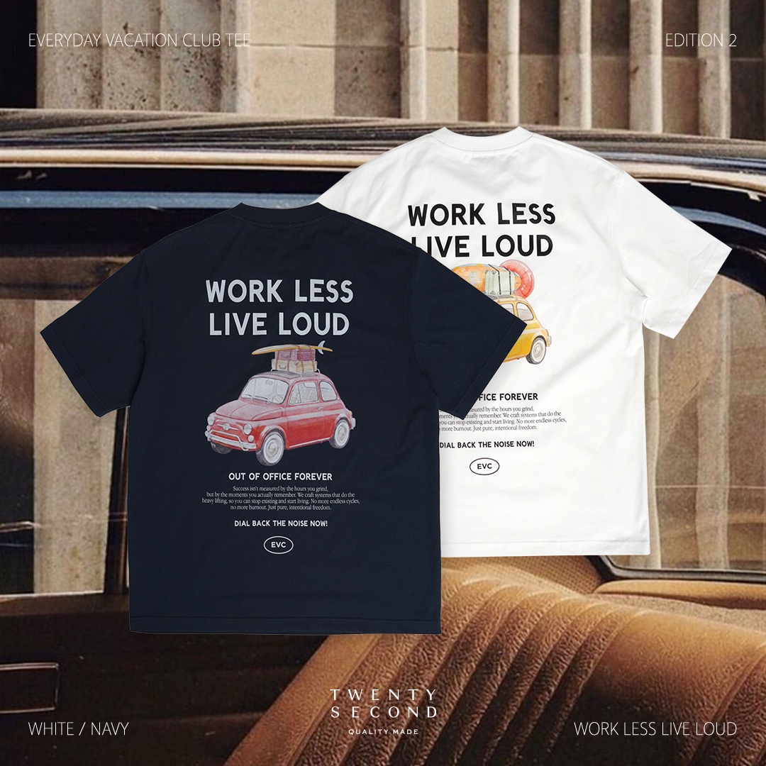 EVC WORK LESS LIVE LOUD TEE - NAVY