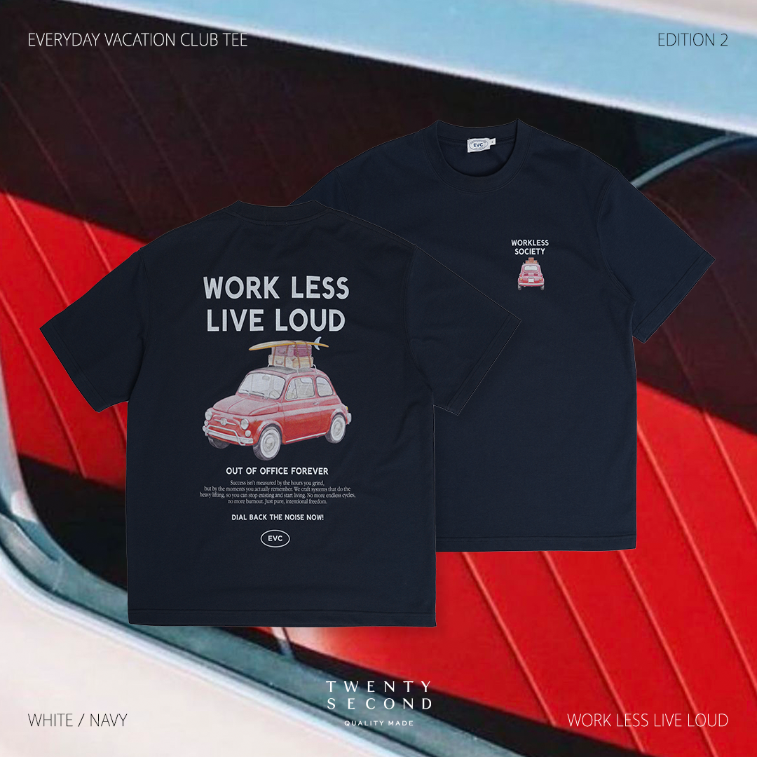 EVC WORK LESS LIVE LOUD TEE - NAVY