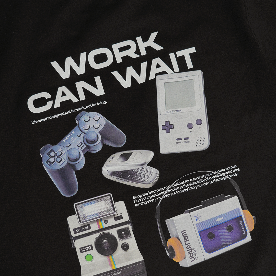 EVC WORK CAN WAIT TEE - BLACK