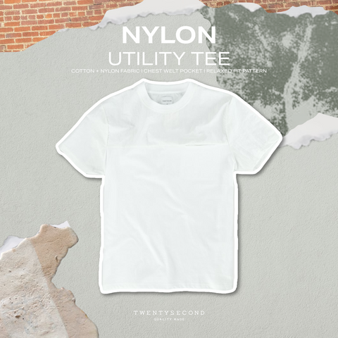 NYLON UTILITY TEE - WHITE (Relaxed fit)
