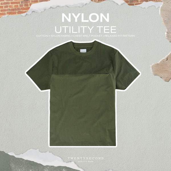 NYLON UTILITY TEE - OLIVE (Relaxed fit)