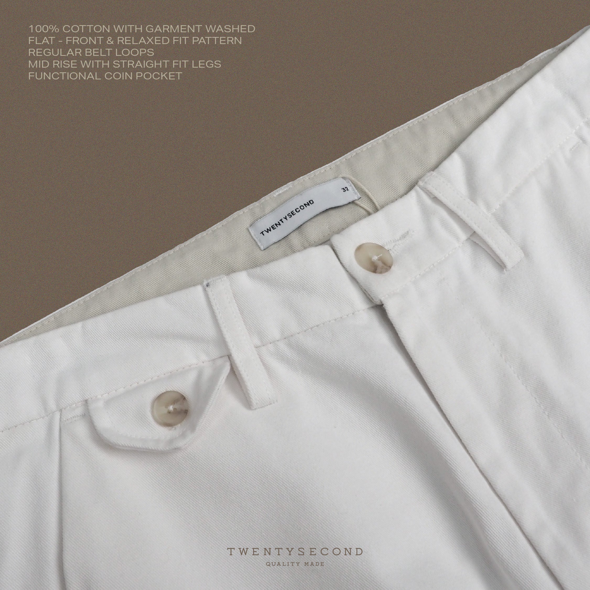 SMITH CHINO PANTS - WHITE