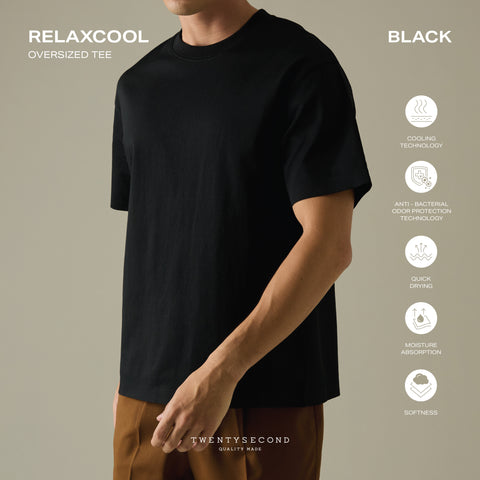 RELAXCOOL SEAMLESS OVERSIZED TEE - BLACK