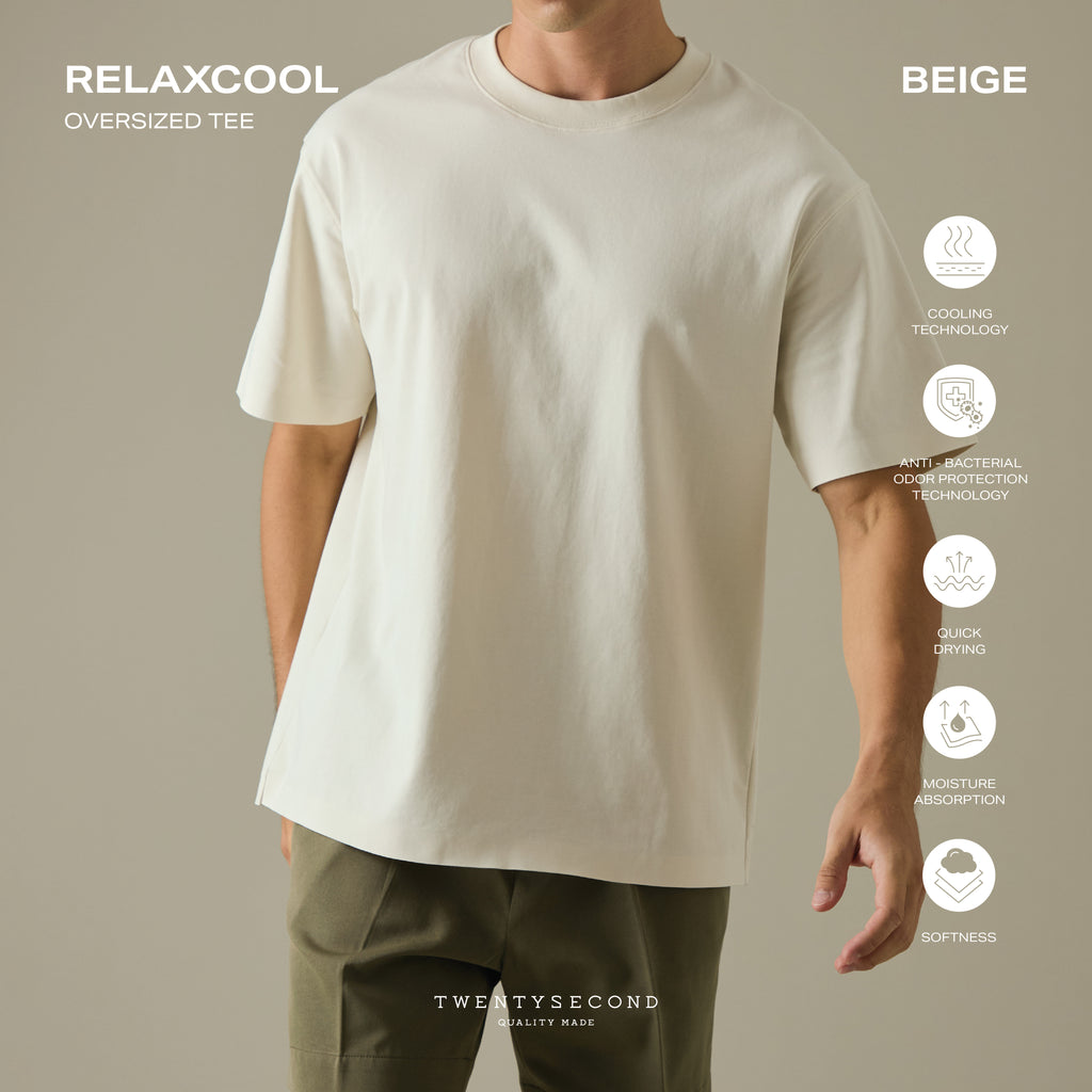 RELAXCOOL SEAMLESS OVERSIZED TEE - BEIGE
