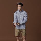 WRINKLE FREE BTD SHIRT - DARK BLUE STRIPE (Slim Fit)