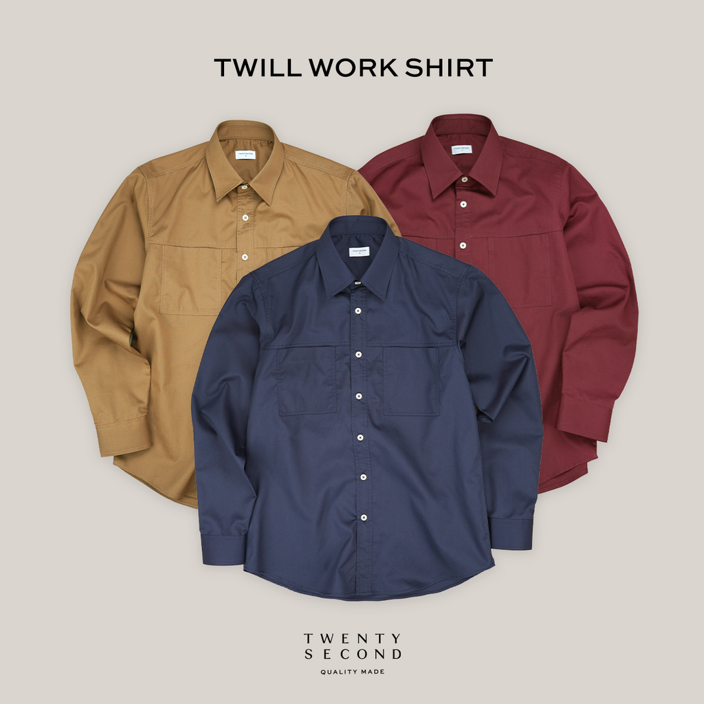 TWILL WORK SHIRTS - BURGUNDY